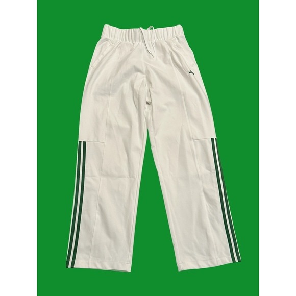Adidas Twstknit Track Pants Small White Green Loose Fit Recycled Polyester Mens - Picture 1 of 10